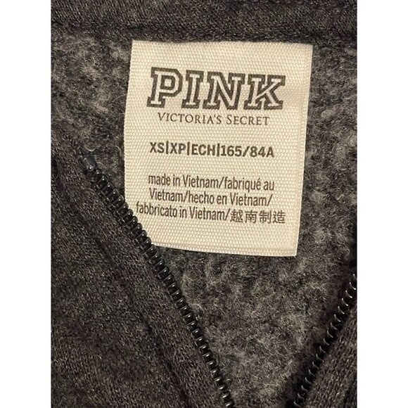Victorias Secret PINK Love Pink‎ Charcoal Hoodie & Jogger Set XS TOP L PANTS - Picture 3 of 14